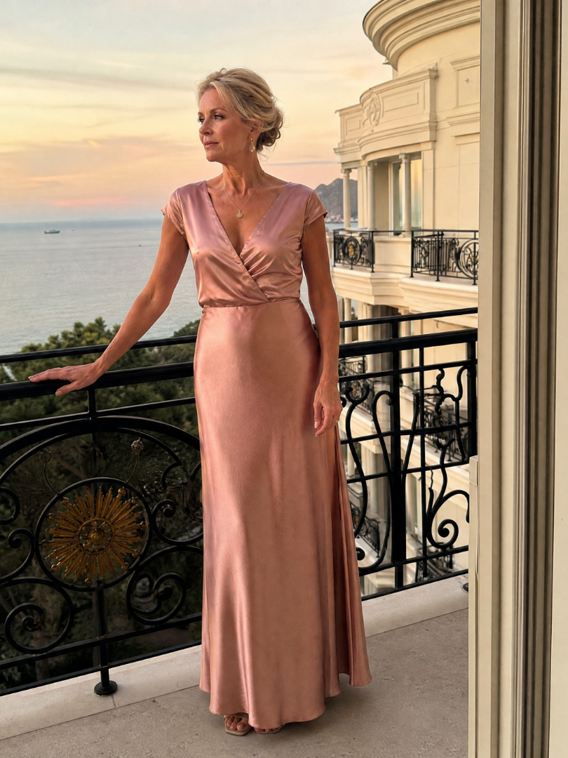 Brooke | Cap Sleeve Wrap Bodice Maxi Dress