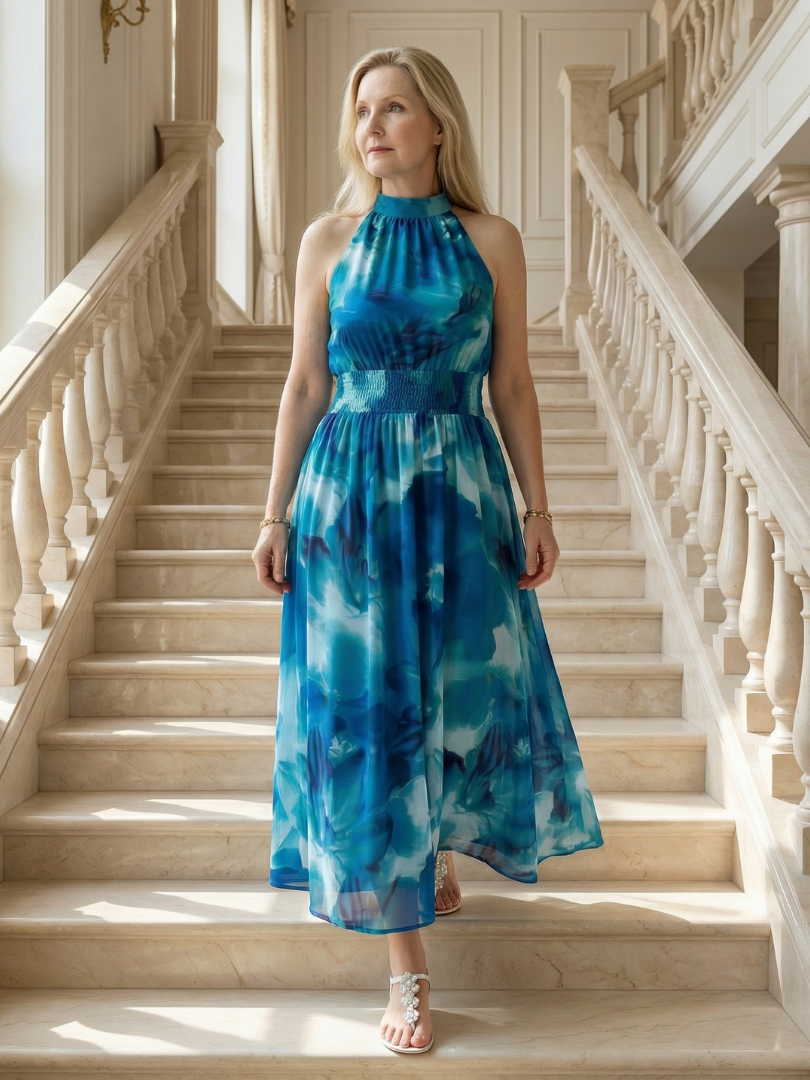 Hannah | Gathered Halter Midi Dress