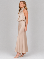 Tahlia | Sleeveless Draped Neck Midi Dress