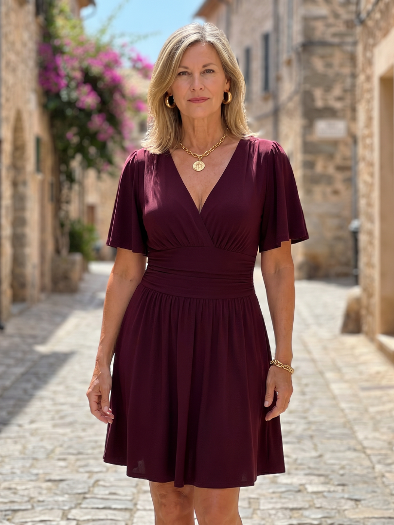 Mia | Flutter Sleeve V Neck Mini Dress