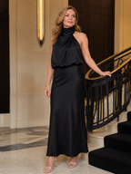 Tahlia | Sleeveless Draped Neck Midi Dress