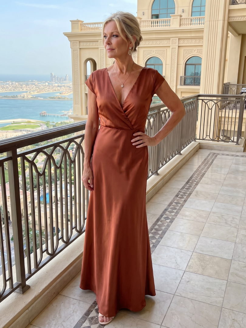 Brooke | Cap Sleeve Wrap Bodice Maxi Dress