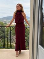 Tahlia | Sleeveless Draped Neck Midi Dress