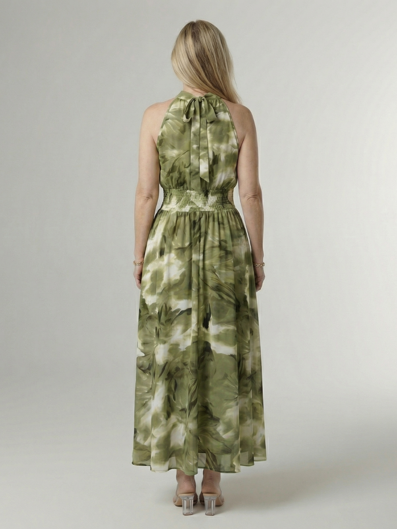 Hannah | Gathered Halter Midi Dress
