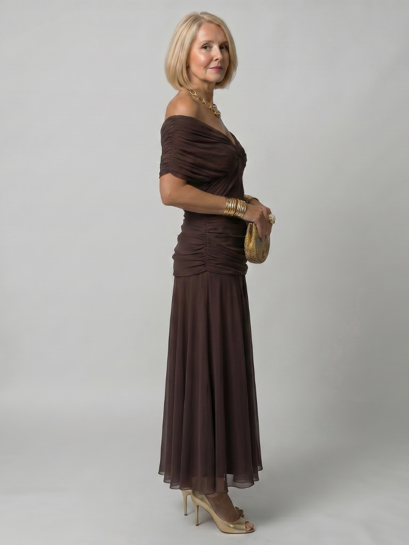 Caitlin | Off Shoulder Flow Midi Dress