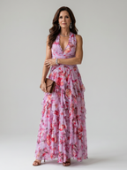 Daisy | Halter Neck Ruched Bodice Floral Maxi Dress