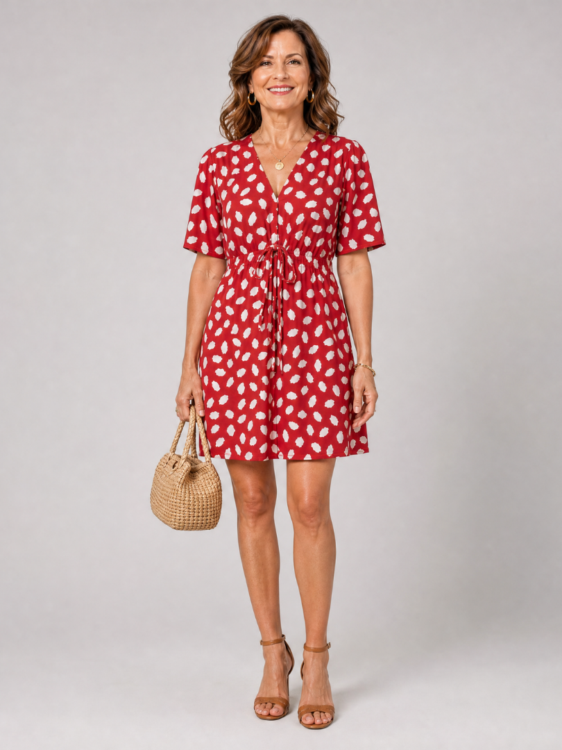 Olivia | Printed Button Front Mini Dress