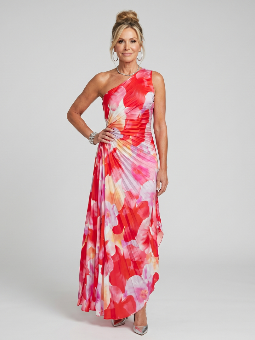 Willow | One Shoulder Pleated Bodice Midi Dress