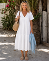 Layana | Tiered V Neck Relaxed Short Sleeve Midi Dress