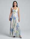 Rosie | Sleeveless Square Neck Floral Print Midi Dress