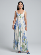 Rosie | Sleeveless Square Neck Floral Print Midi Dress
