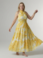 Hannah | Gathered Halter Midi Dress