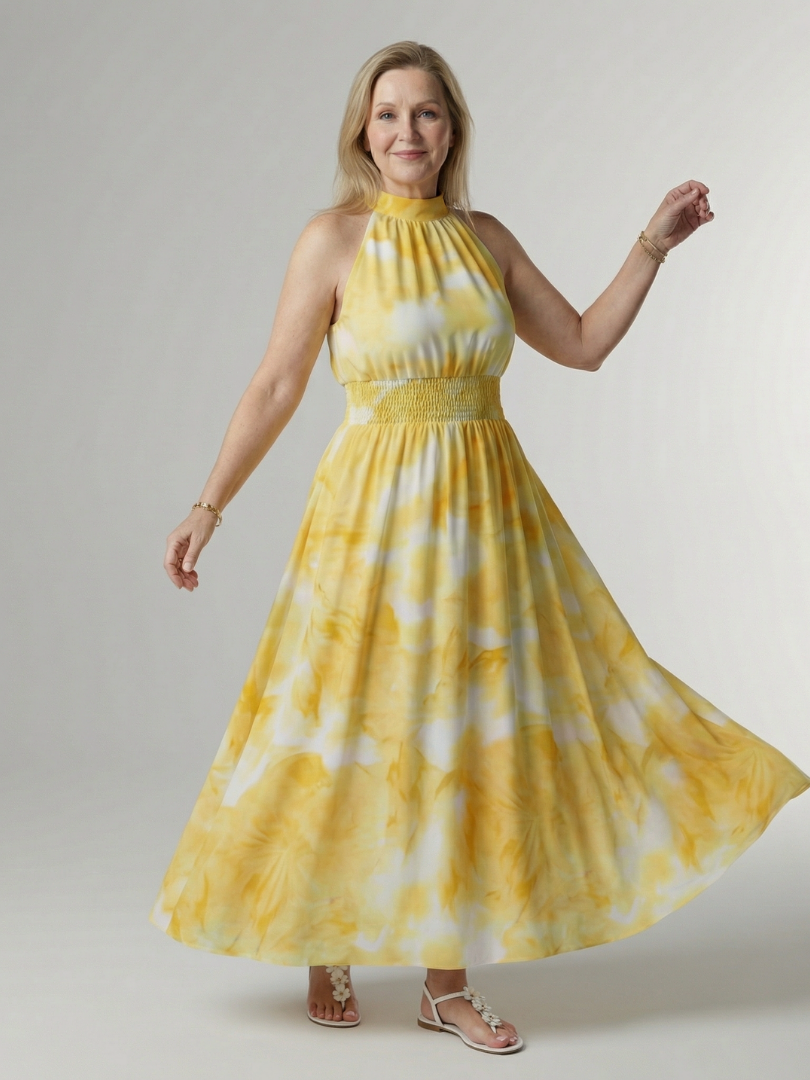 Hannah | Gathered Halter Midi Dress