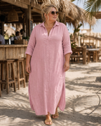 Naya | Button Front Collared Relaxed Midi Dress