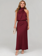 Tahlia | Sleeveless Draped Neck Midi Dress