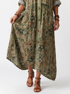 Petal | Button Front Embroidered Oversized Pocket Midi Dress