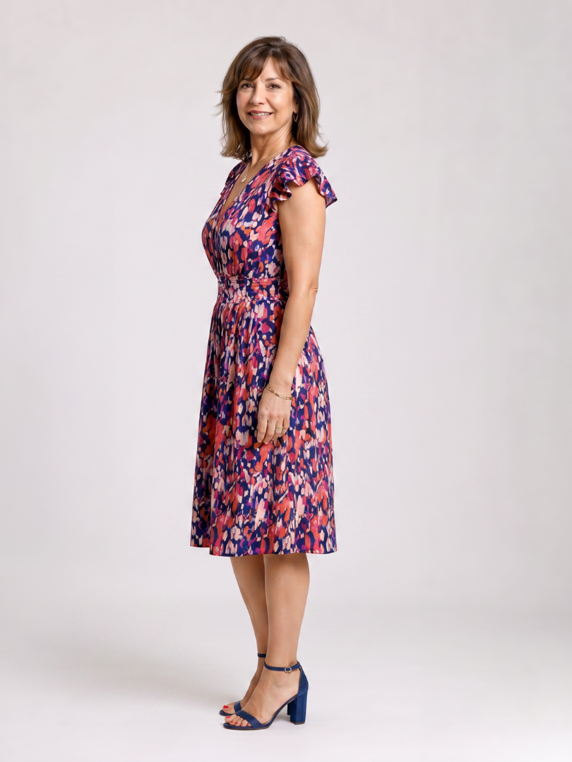Matilda | Flutter Sleeve Printed Knee Length Dress