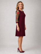 Grace | Embroidered Mesh Sleeve Mini Dress
