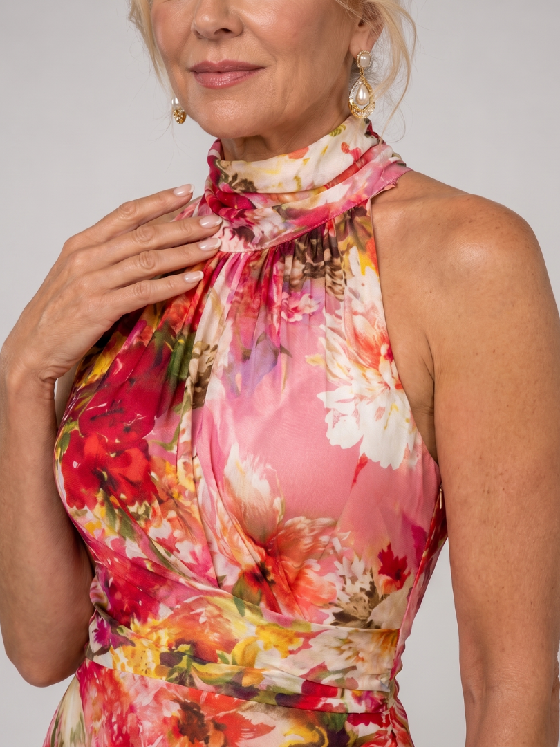 Ellie | Halter Neck Floral Print Maxi Dress