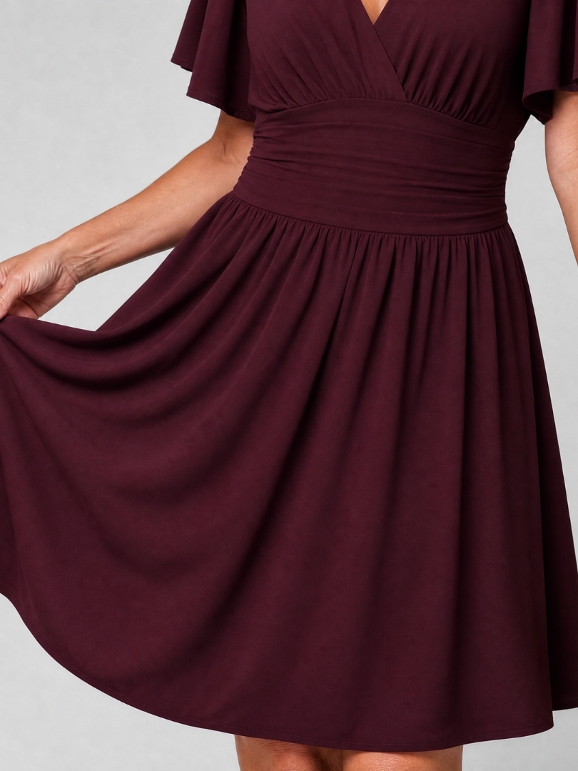 Mia | Flutter Sleeve V Neck Mini Dress