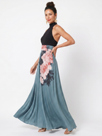 Hazel | Halter Bodice Floral Skirt Maxi Dress