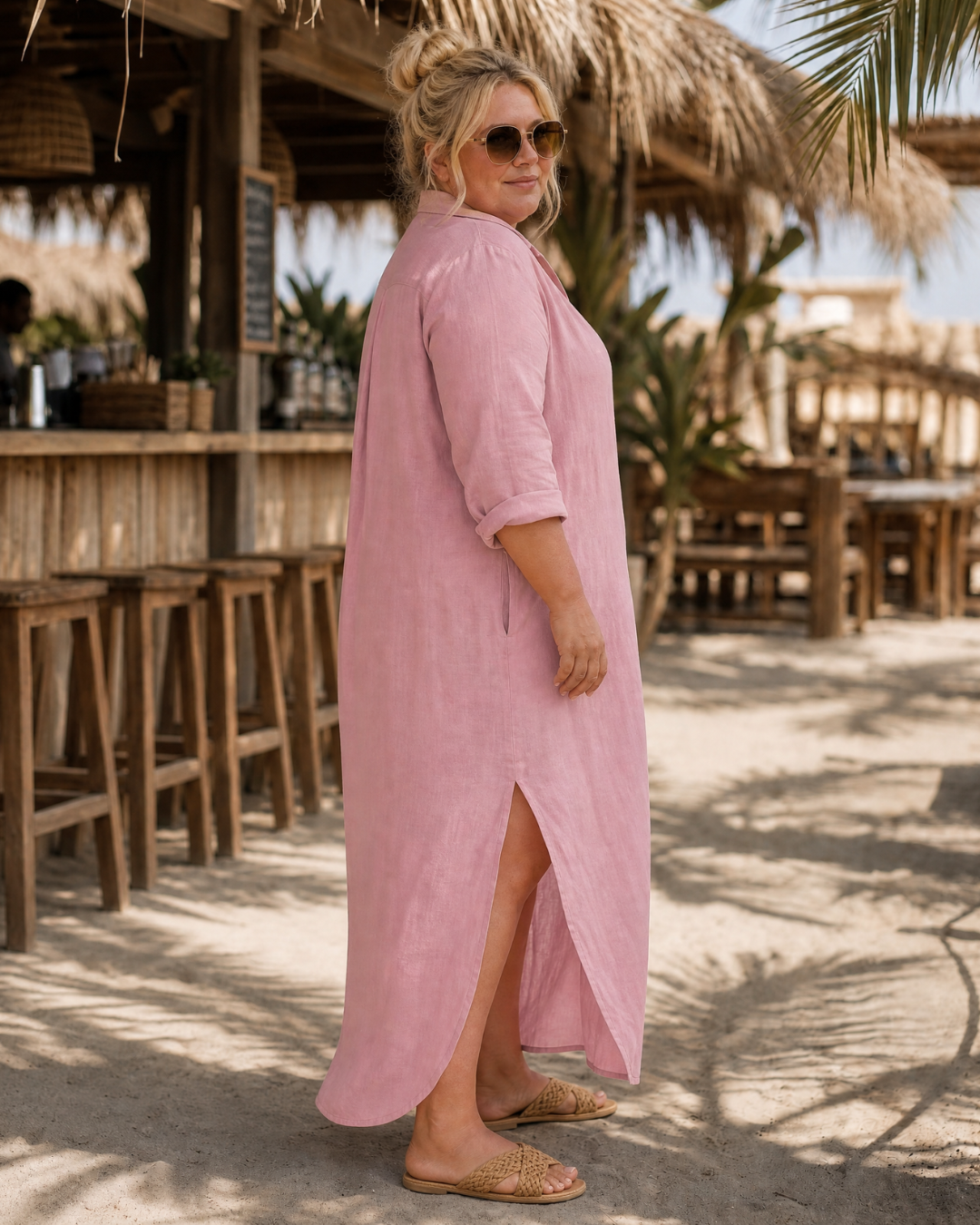 Naya | Button Front Collared Relaxed Midi Dress