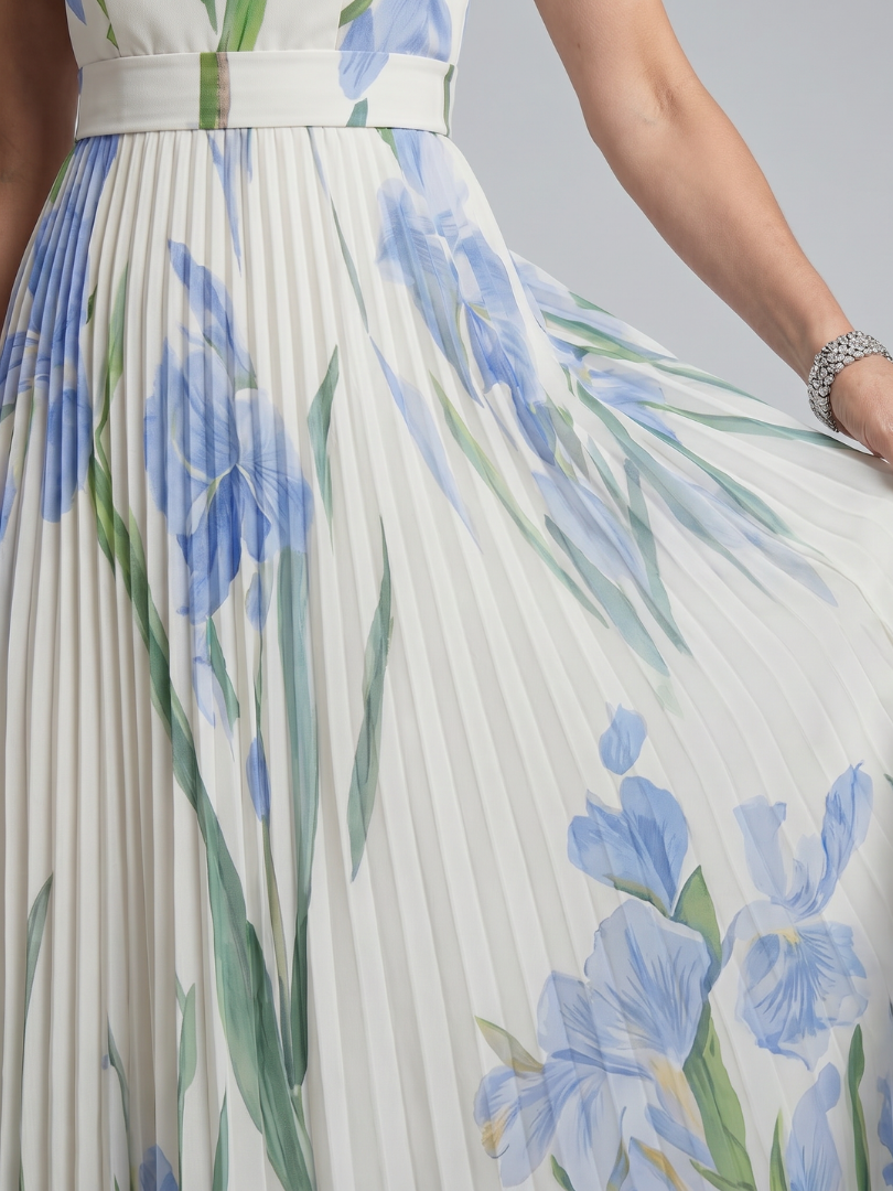 Rosie | Sleeveless Square Neck Floral Print Midi Dress