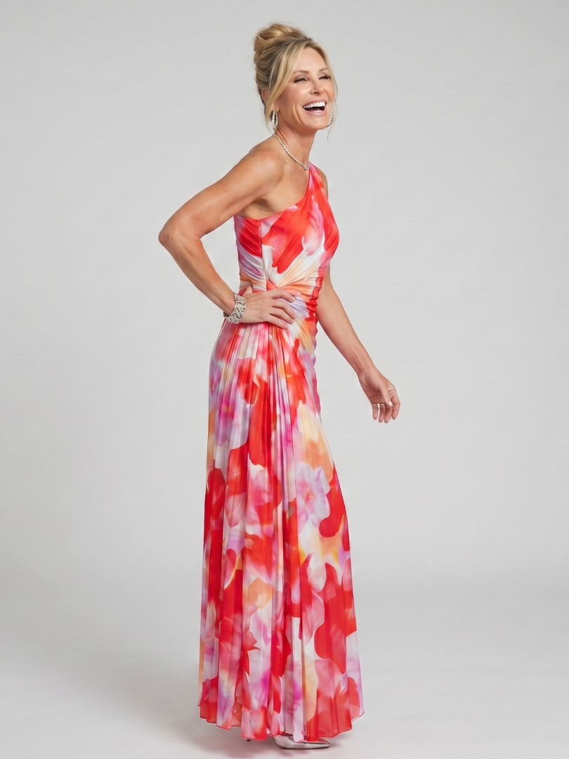 Willow | One Shoulder Pleated Bodice Midi Dress