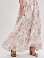 Alice | Floral Print Flowing Skirt Midi Dress