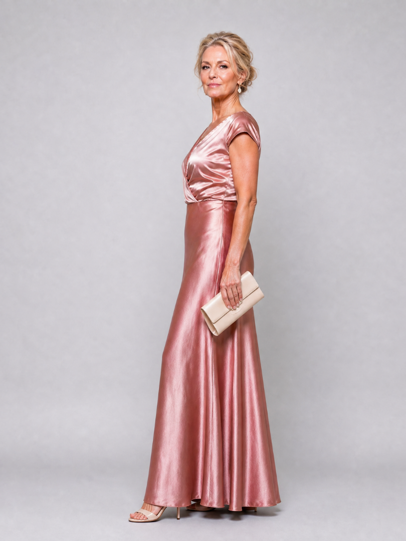 Brooke | Cap Sleeve Wrap Bodice Maxi Dress