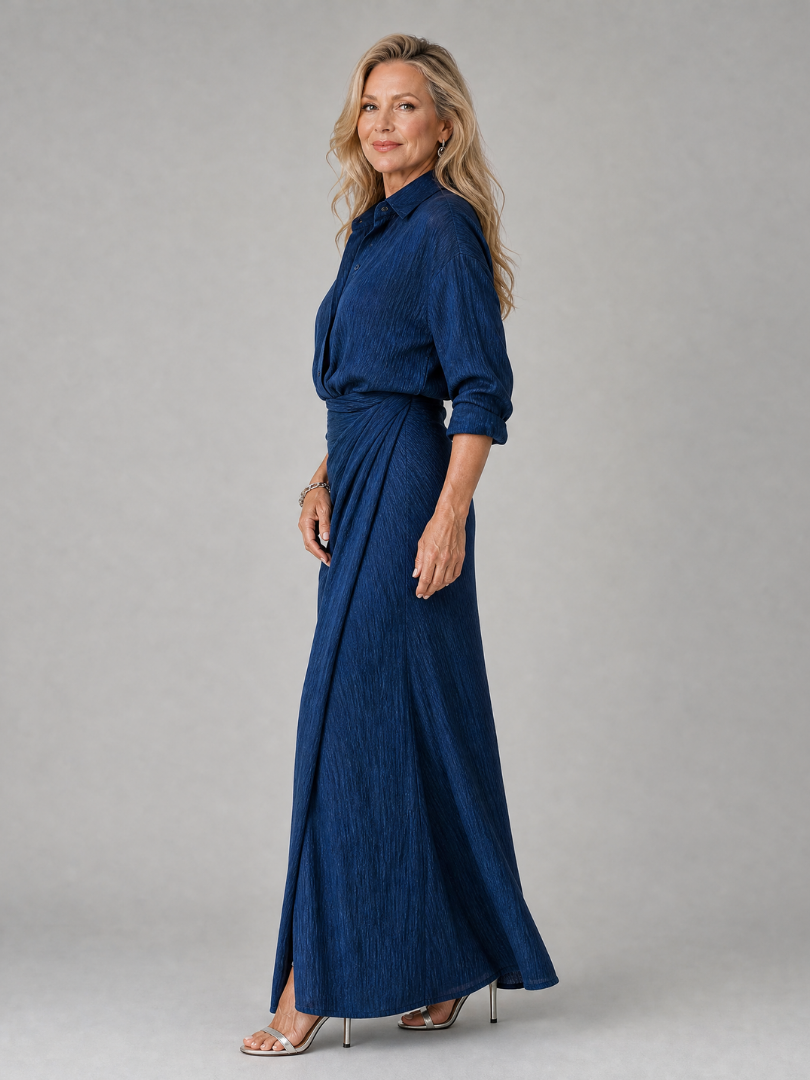 Madison | Long Sleeve Wrap Front Maxi Dress
