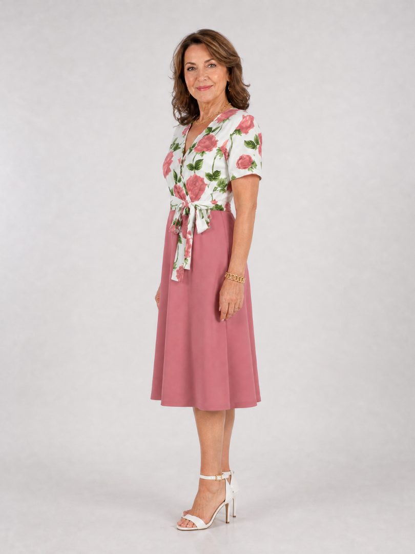 Chloe | Floral Tie Waist Midi Dress