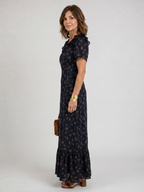 Georgia | Floral Puff Sleeve Ruffle Hem Midi Dress