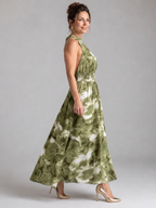 Imogen | Gathered Waist Abstract Print Midi Dress