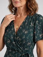 Ella | Floral Wrap Tie Midi Dress