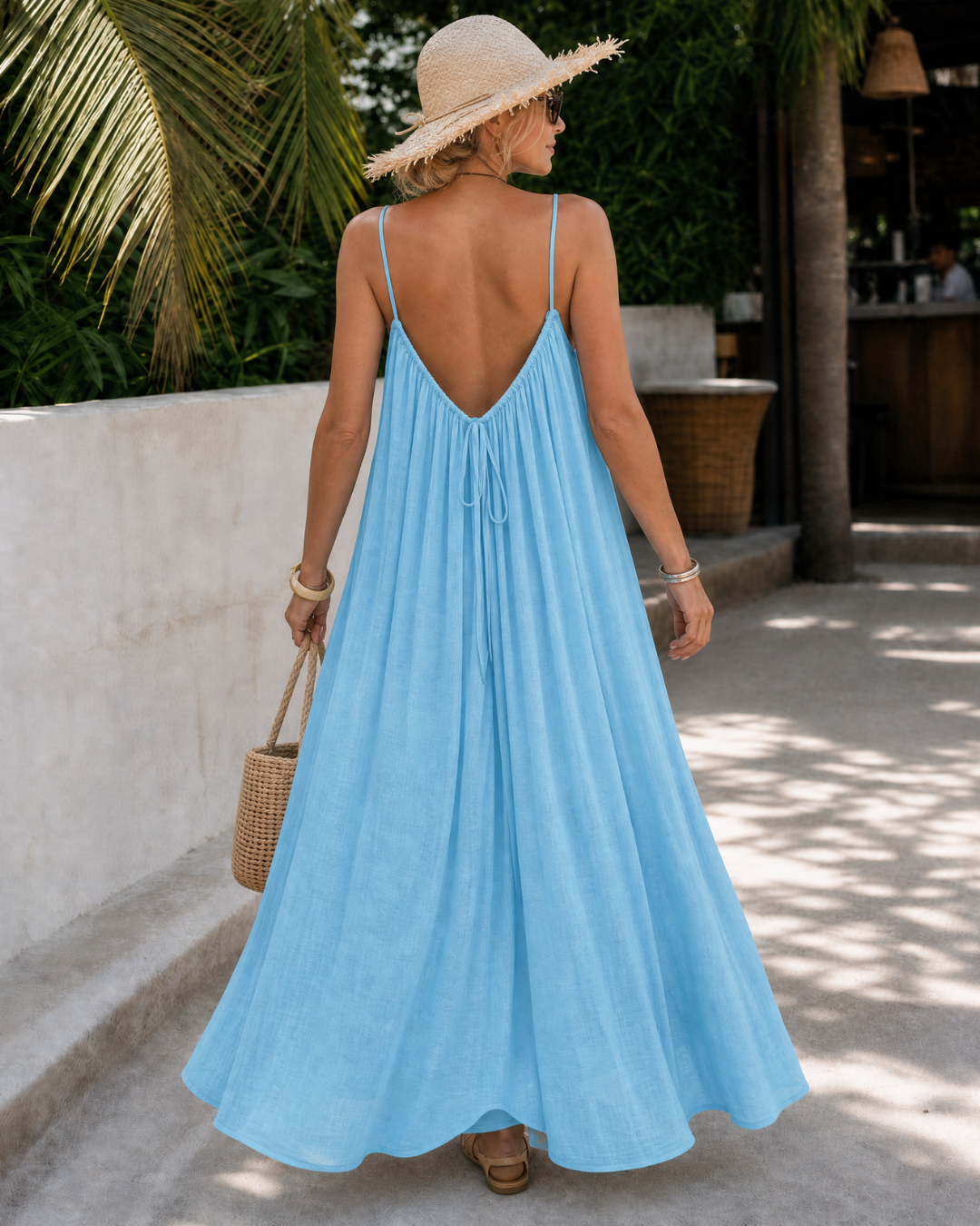 Yasmin | Flowing Sleeveless Strappy Relaxed Midi Dress