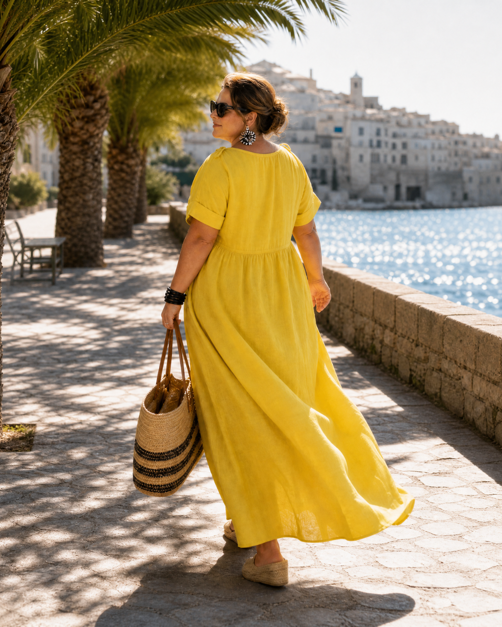 Aria | Textured V Neck Short Sleeve Flowing Midi Dress