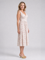 Amelia | Sleeveless Floral V Neck Midi Dress