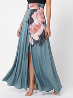 Hazel | Halter Bodice Floral Skirt Maxi Dress