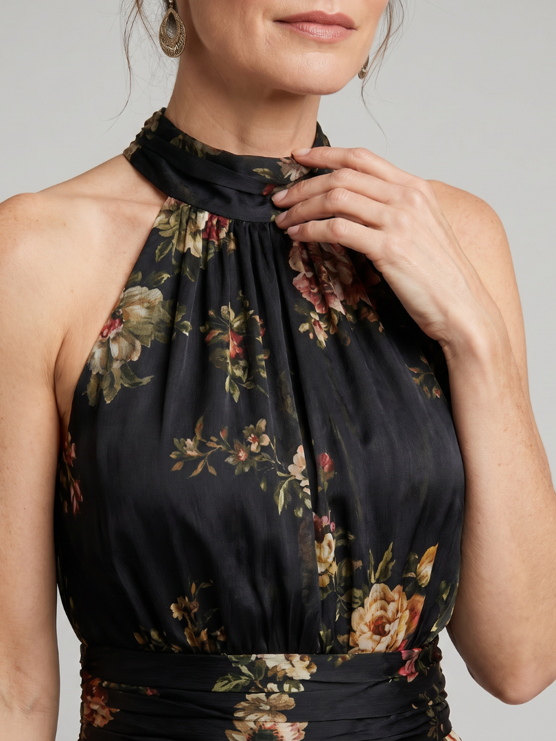 Bonnie | Floral Halter Neck Midi Dress