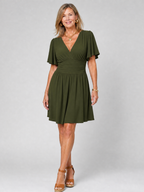 Mia | Flutter Sleeve V Neck Mini Dress