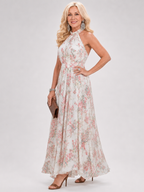 Alice | Floral Print Flowing Skirt Midi Dress