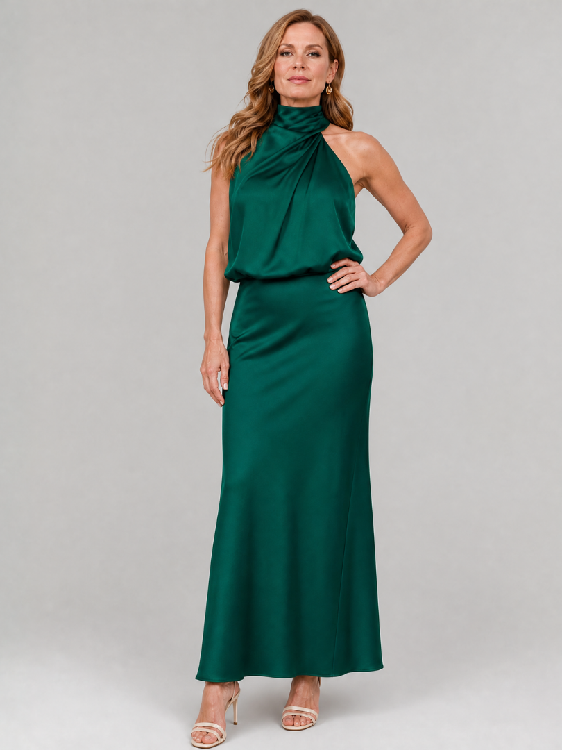 Tahlia | Sleeveless Draped Neck Midi Dress