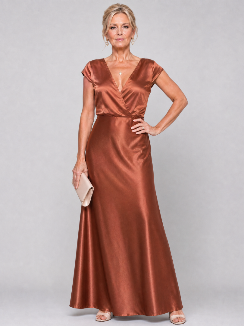 Brooke | Cap Sleeve Wrap Bodice Maxi Dress