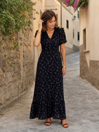 Georgia | Floral Puff Sleeve Ruffle Hem Midi Dress