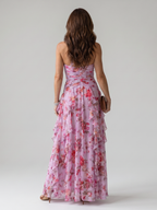 Daisy | Halter Neck Ruched Bodice Floral Maxi Dress