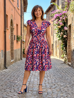 Matilda | Flutter Sleeve Printed Knee Length Dress