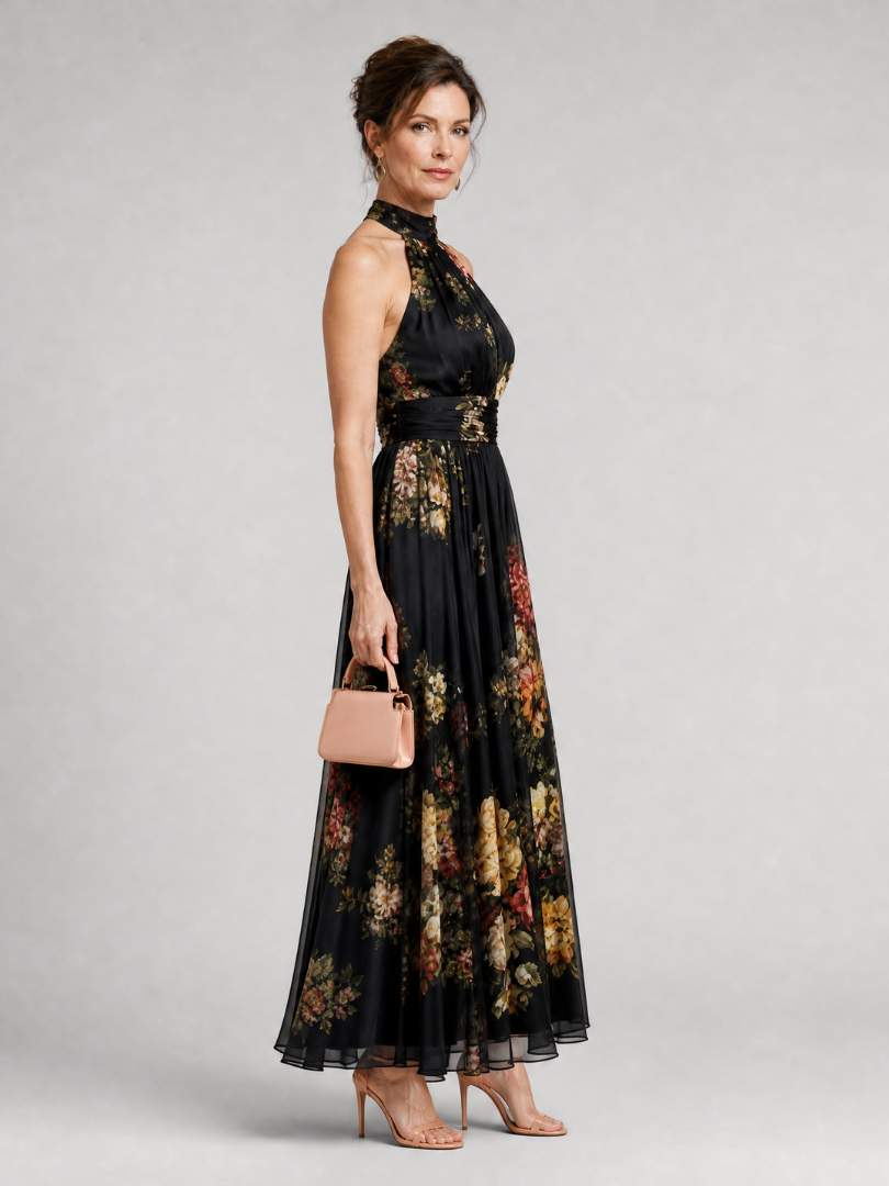 Bonnie | Floral Halter Neck Midi Dress