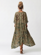 Petal | Button Front Embroidered Oversized Pocket Midi Dress