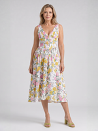 Amelia | Sleeveless Floral V Neck Midi Dress